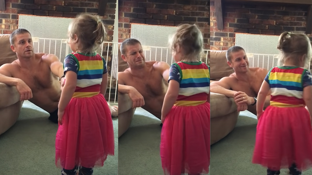 Dad comes up with a Genius Trick to stop his two-year-old daughter from crying.
